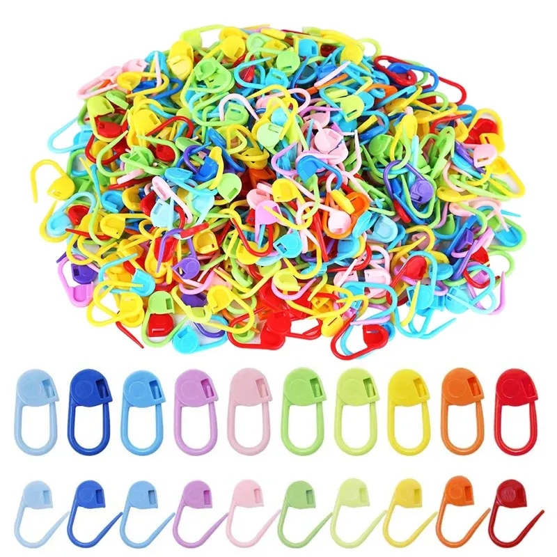 50-pack of assorted color locking stitch markers, studio shot